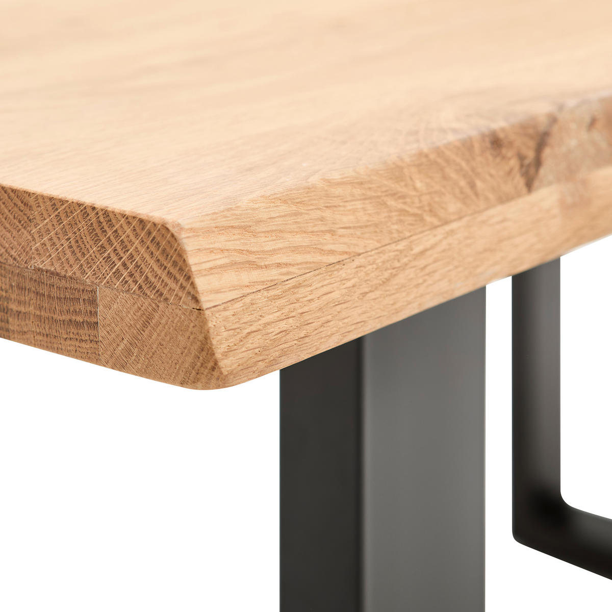 ESSTISCH Eiche vollmassiv rechteckig Schwarz, Eichefarben  - Eichefarben/Schwarz, Design, Holz/Metall (180/90/76cm) - home24