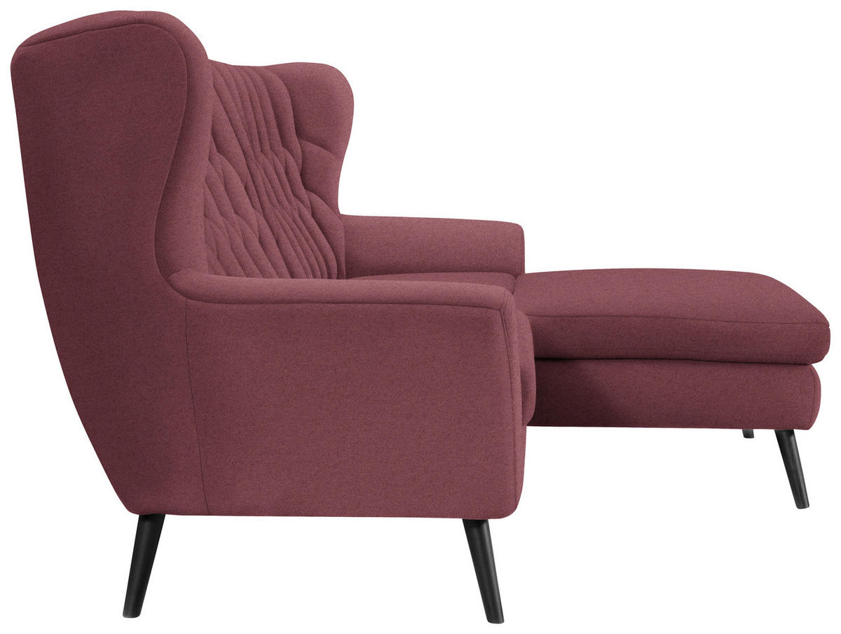 ECKSOFA in Mikrofaser Weinrot  - Weinrot/Schwarz, Design, Holz/Textil (237/165cm) - Stylife