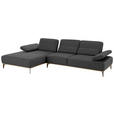 ECKSOFA in Mikrofaser Dunkelgrau  - Dunkelgrau/Beige, Design, Textil/Metall (176/298cm) - Valnatura