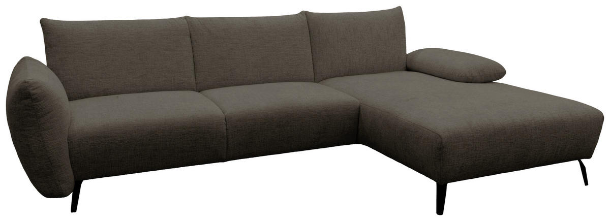 ECKSOFA 200 030 Dunkelbraun Chenille  - Beige/Dunkelbraun, MODERN, Textil/Metall (274/155cm) - Livetastic