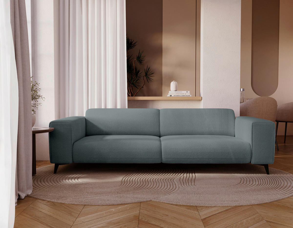 3-SITZER-SOFA Cord Graphitfarben  - Schwarz/Graphitfarben, KONVENTIONELL, Textil/Metall (237/75/104cm) - Carryhome