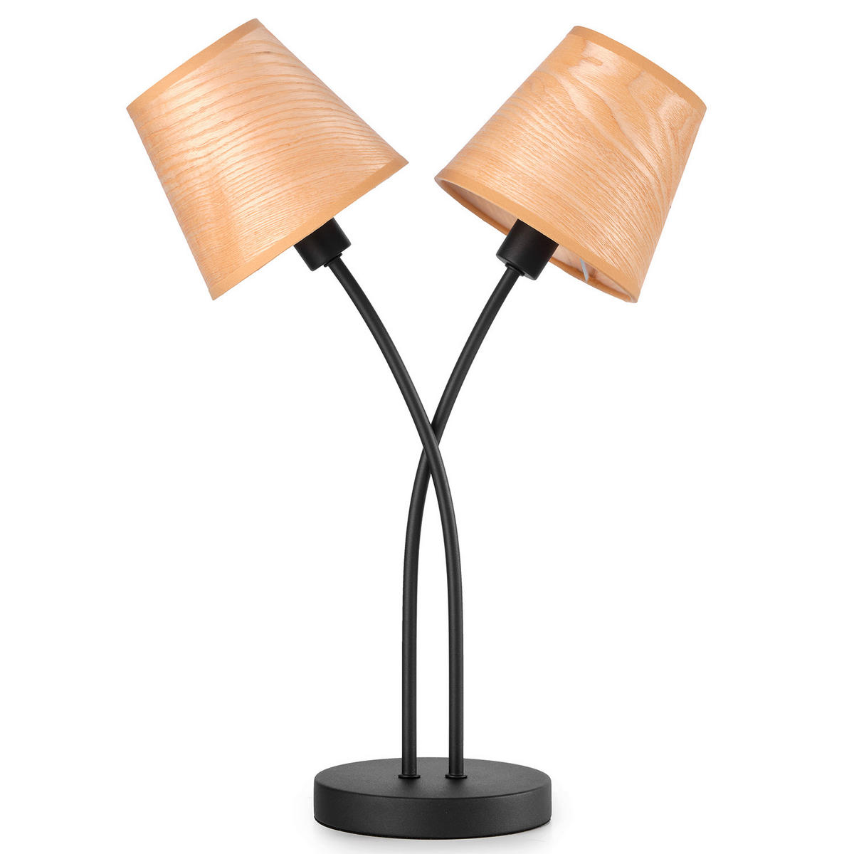 TISCHLEUCHTE 36/15/50 cm   - Eichefarben/Schwarz, KONVENTIONELL, Textil/Metall (36/15/50cm)