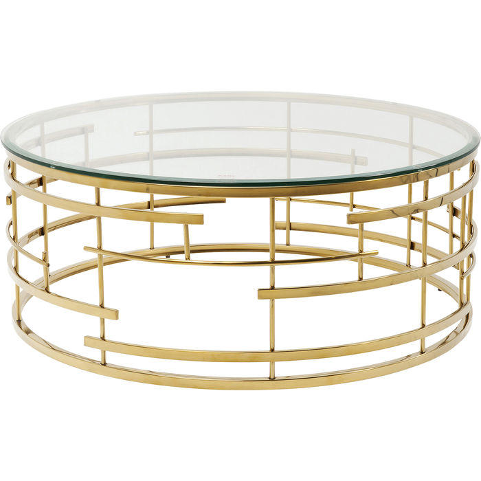 BEISTELLTISCH 100/100/45 cm Messingfarben rund  - Messingfarben, Trend, Glas/Metall (100/100/45cm) - Kare-Design