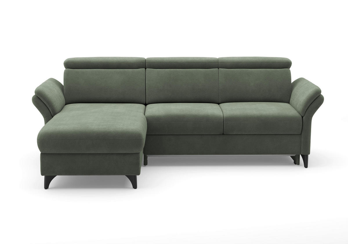 ECKSOFA GLENDALE E in Flachgewebe Dunkelgrün  166/253 cm  - Dunkelgrün/Schwarz, KONVENTIONELL, Textil/Metall (166/253cm) - Sit & More