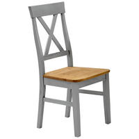 STUHL Grau, Laugenfarbig Kiefer massiv  - Laugenfarbig/Grau, ROMANTIK / LANDHAUS, Holz (45/94/43cm) - Boxxx
