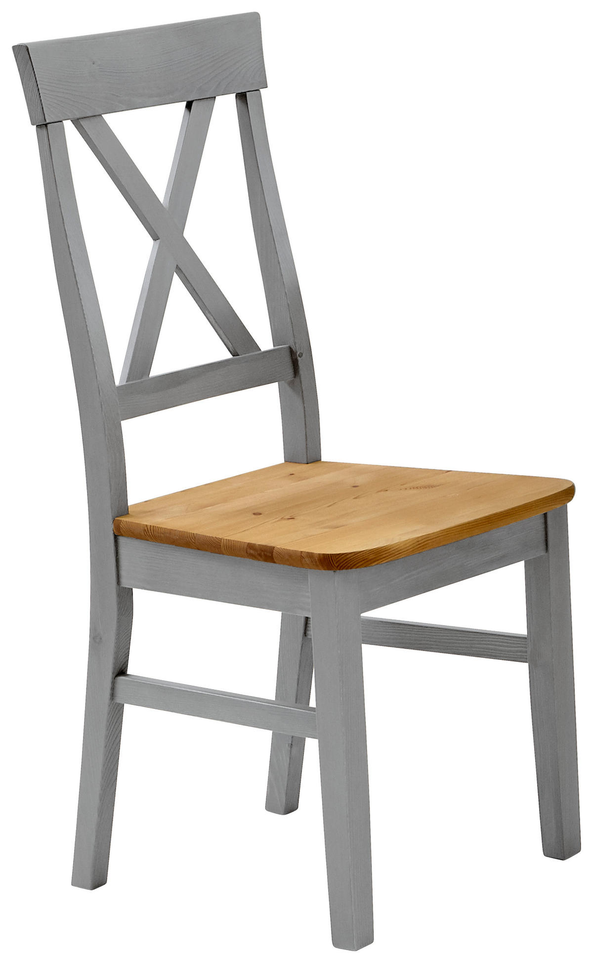 STUHL Grau, Laugenfarbig Kiefer massiv  - Laugenfarbig/Grau, ROMANTIK / LANDHAUS, Holz (45/94/43cm) - Boxxx