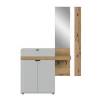 GARDEROBE 3-teilig  in 148/194/37 cm  - Eiche dunkel/Grau, Design, Holzwerkstoff (148/194/37cm) - Livetastic