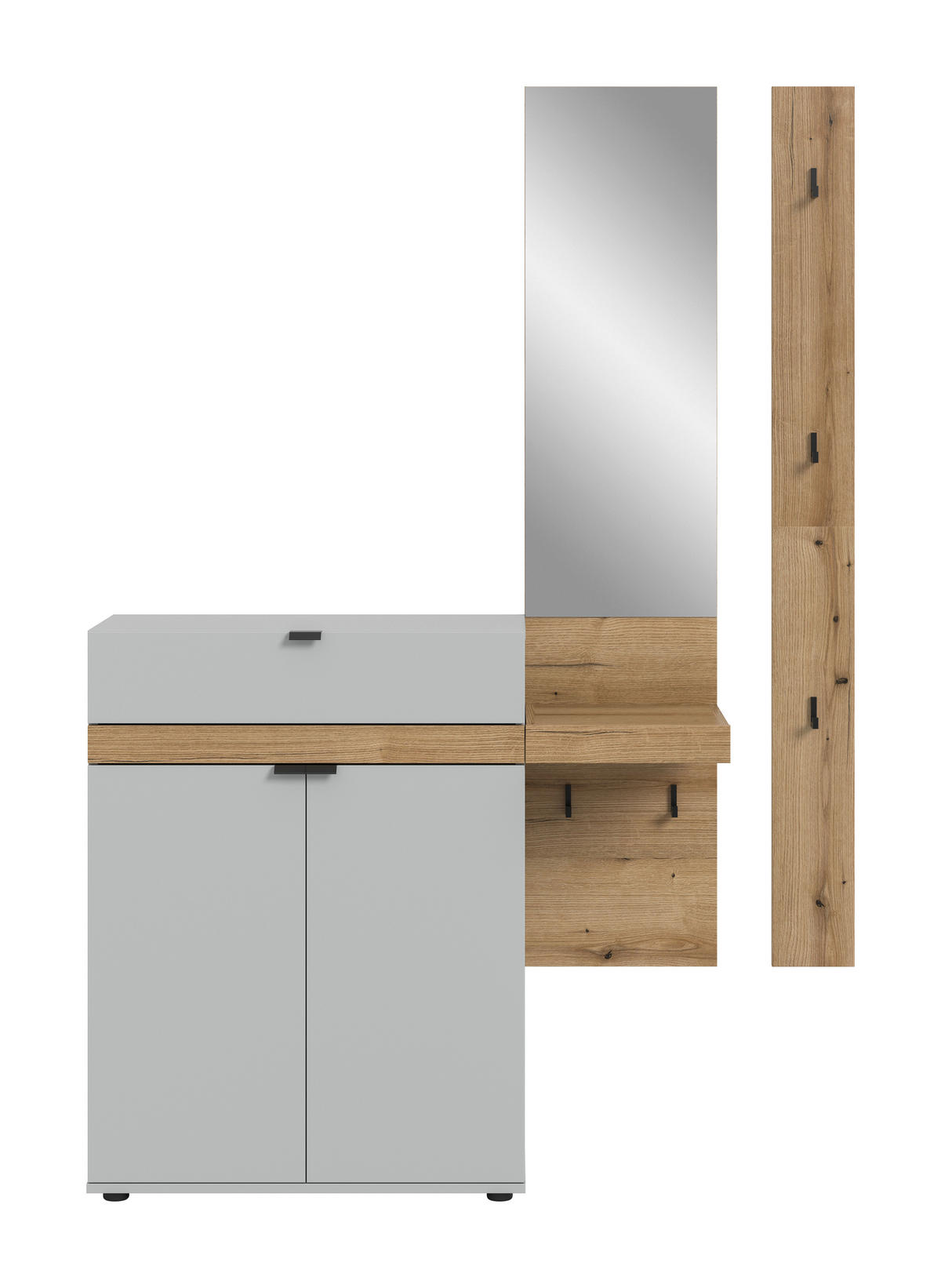 GARDEROBE 3-teilig  in 148/194/37 cm  - Eiche dunkel/Grau, Design, Holzwerkstoff (148/194/37cm) - Livetastic