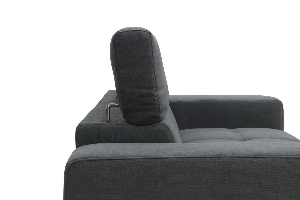 2-SITZER-SOFA TRENTO Mikrofaser Dunkelgrau  - Dunkelgrau/Schwarz, MODERN, Textil/Metall (208/79/104cm) - MID.YOU