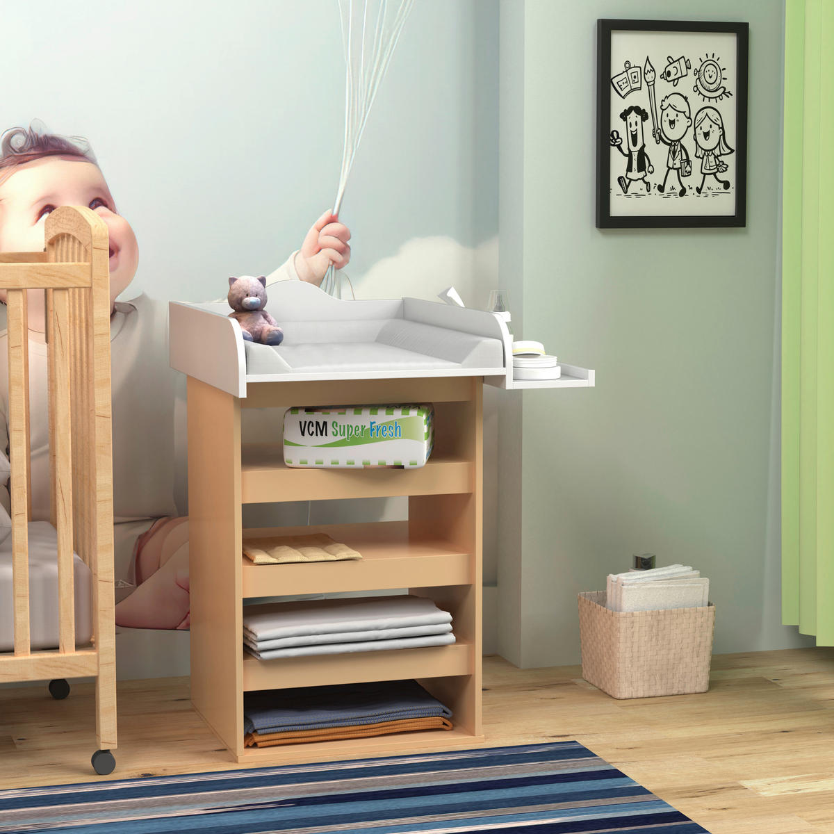 SKÖTBORDSÖVERDEL Malira  - vit, Basics, trämaterial (81/15/72cm) - MID.YOU