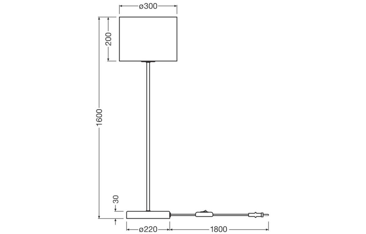 STEHLEUCHTE 30/160 cm    - Braun, Natur, Karton/Metall (30/160cm) - Osram