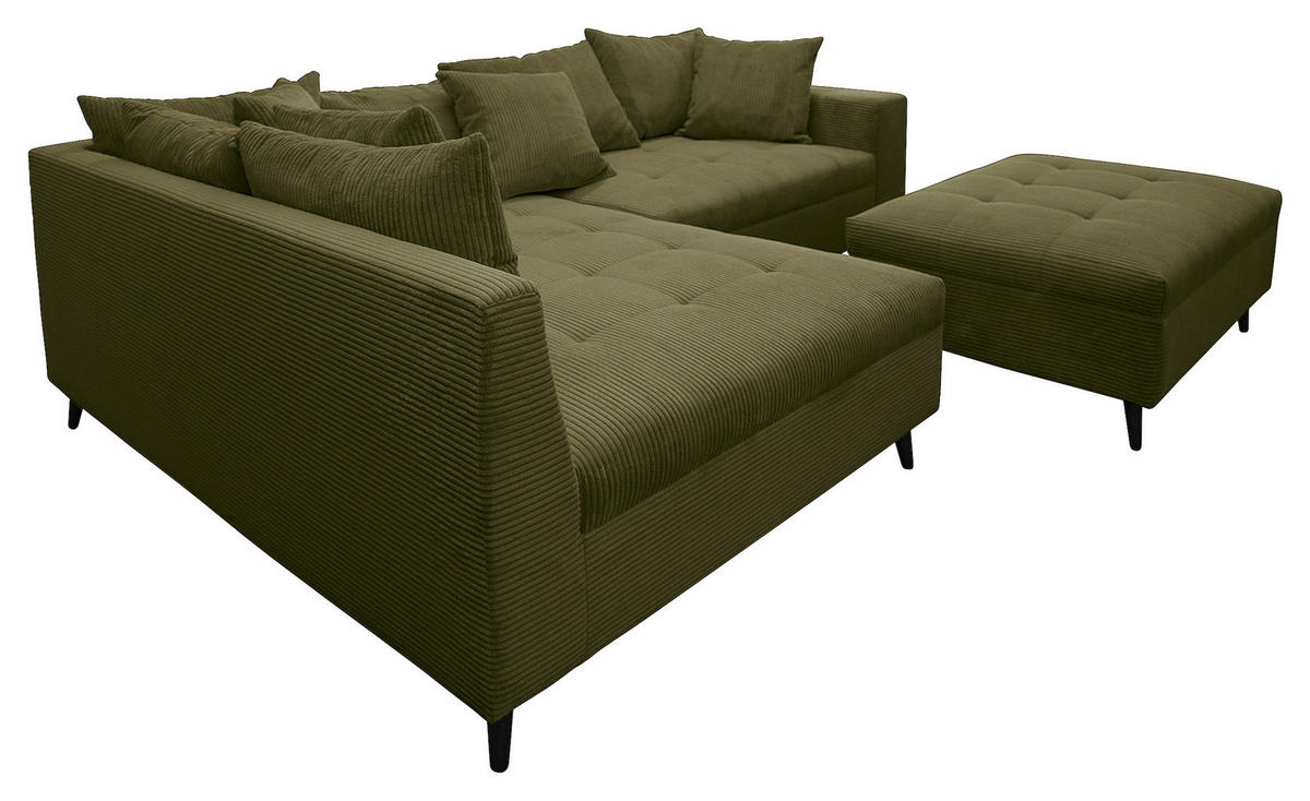 KUTNA GARNITURA tekstil  maslinasto zelena   - maslinasto zelena/crna, Design, tekstil/drvo (174/247cm) - MID.YOU