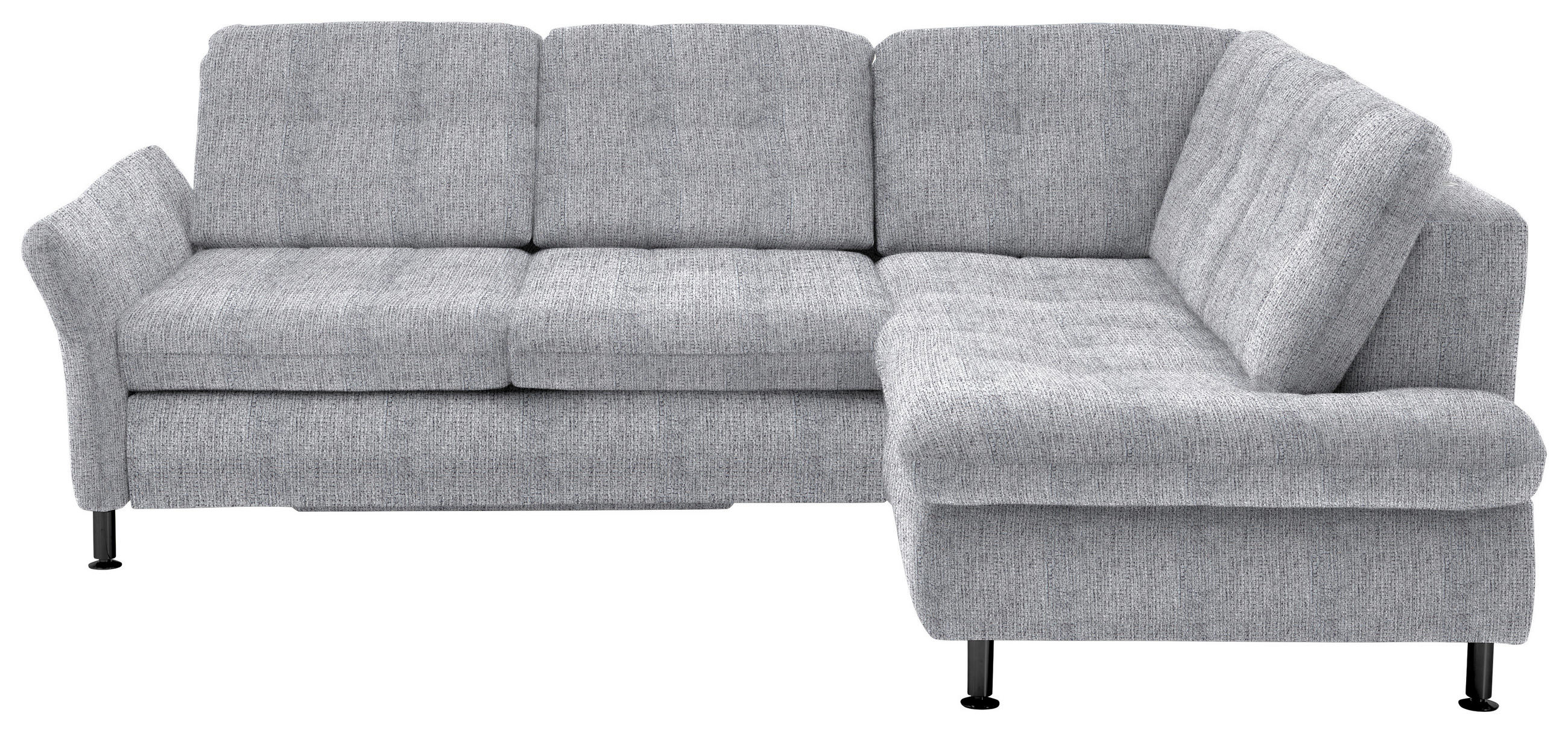 ECKSOFA in Webstoff Alufarben  - Schwarz/Alufarben, Konventionell, Textil/Metall (242/210cm) - Beldomo Style