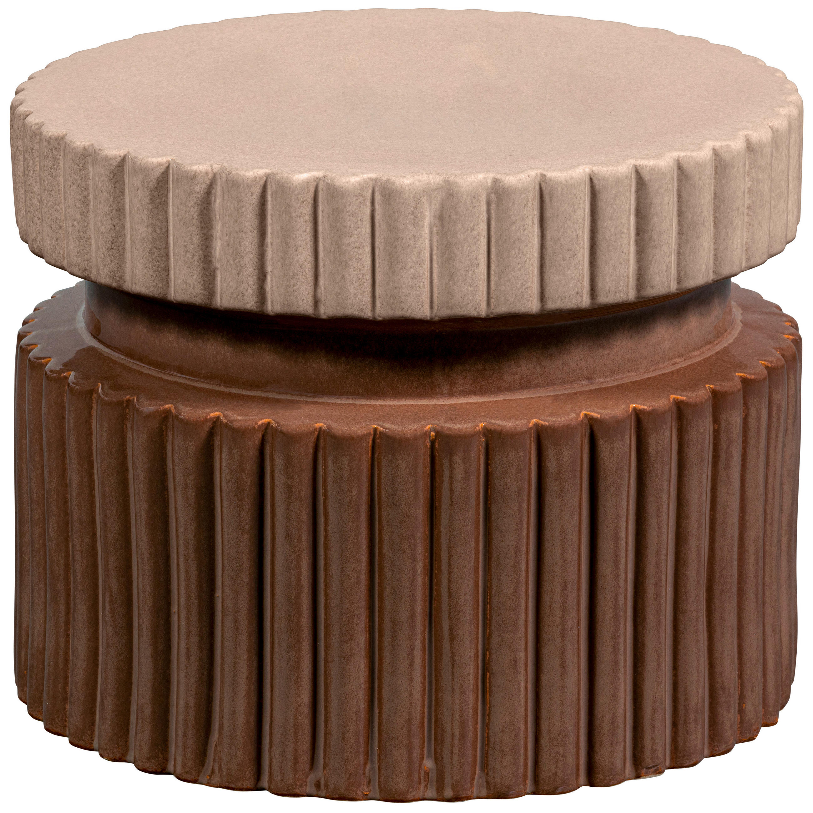 BEISTELLTISCH 48/48/38 cm Braun rund  - Braun, Design, Keramik (48/48/38cm) - Livetastic