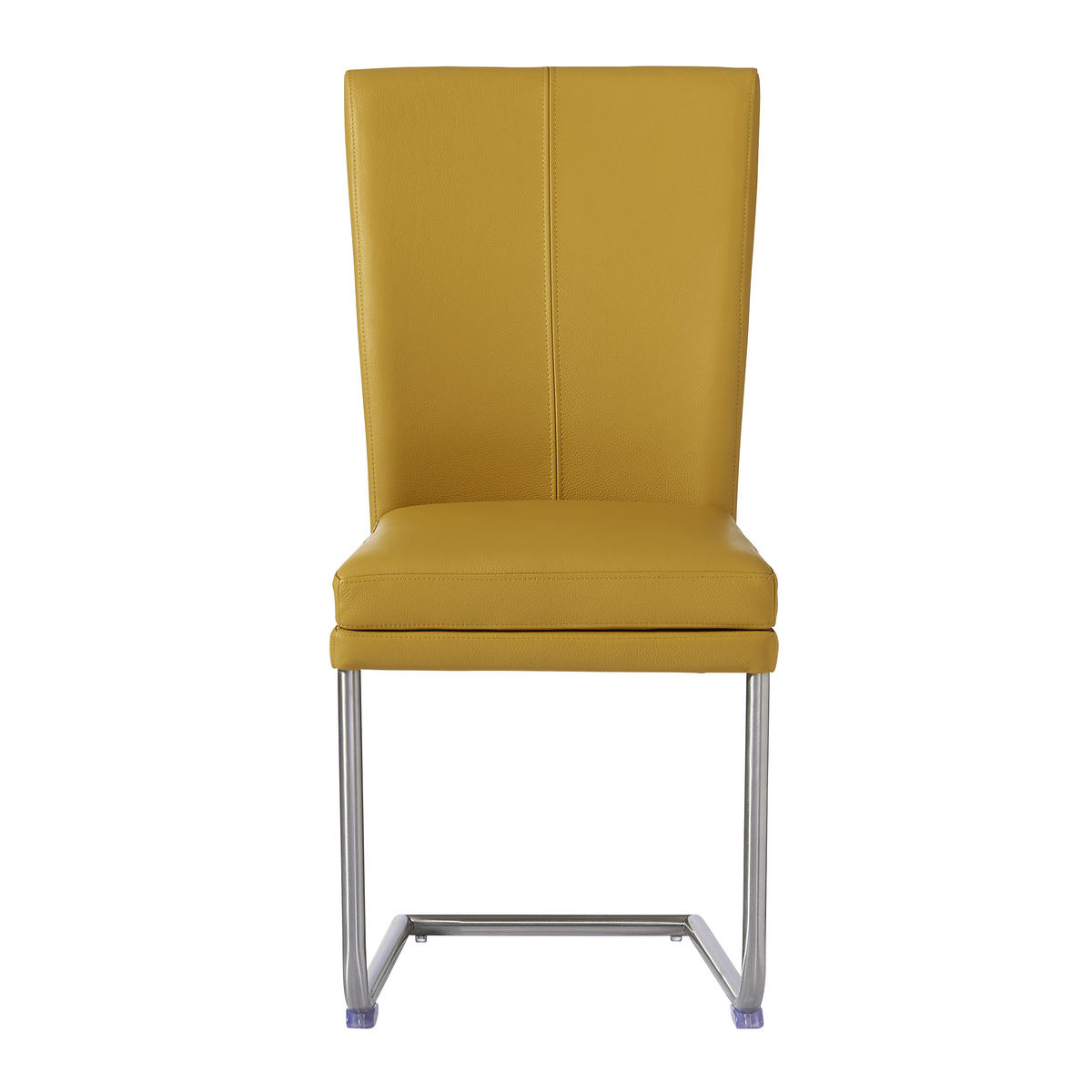 SCHWINGSTUHL  in Edelstahl Echtleder pigmentiert  - Edelstahlfarben/Gelb, Design, Leder/Metall (44/98/58cm) - Valdera