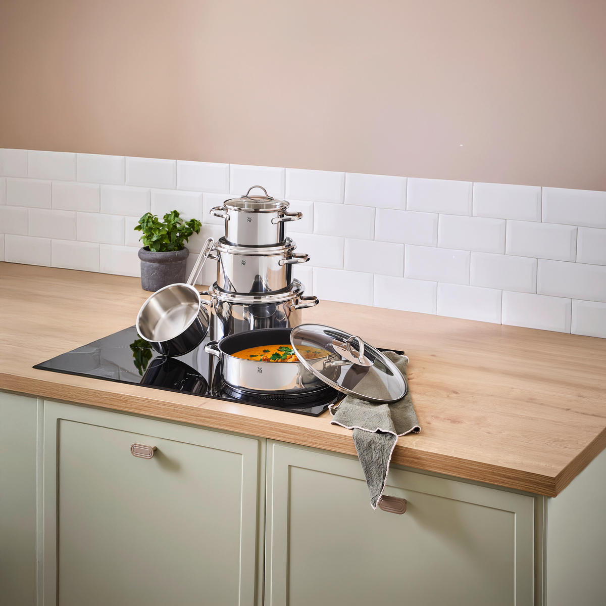 KOCHTOPFSET Provence Plus 5-teilig  - Edelstahlfarben, Basics, Glas/Metall - WMF