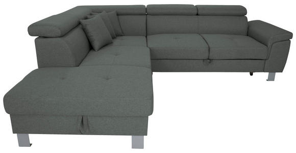 ECKSOFA inkl. Funktionen Grau Webstoff  - Silberfarben/Grau, Design, Textil/Metall (226/257cm) - Xora