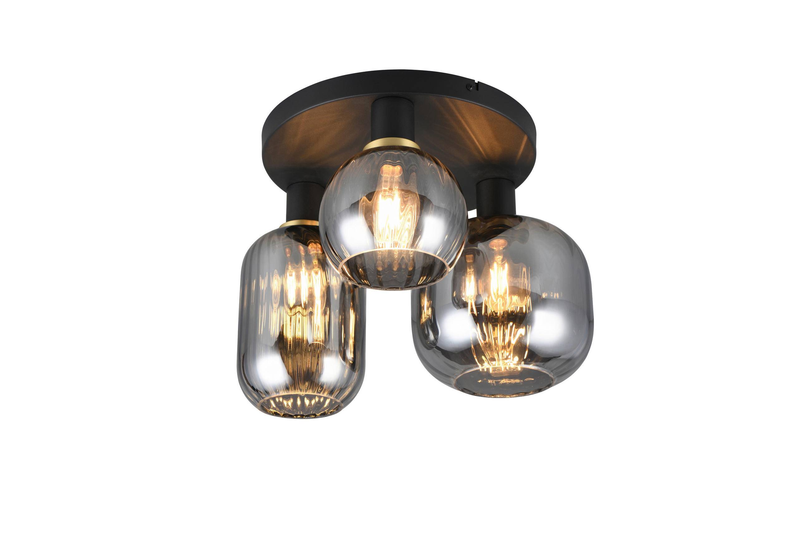 DECKENLEUCHTE Diva 39/28,5 cm   - Chromfarben/Schwarz, Design, Glas/Metall (39/28,5cm) - Trio Leuchten