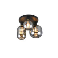 DECKENLEUCHTE  39/28,5 cm    - Chromfarben/Schwarz, Design, Glas/Metall (39/28,5cm) - Trio Leuchten