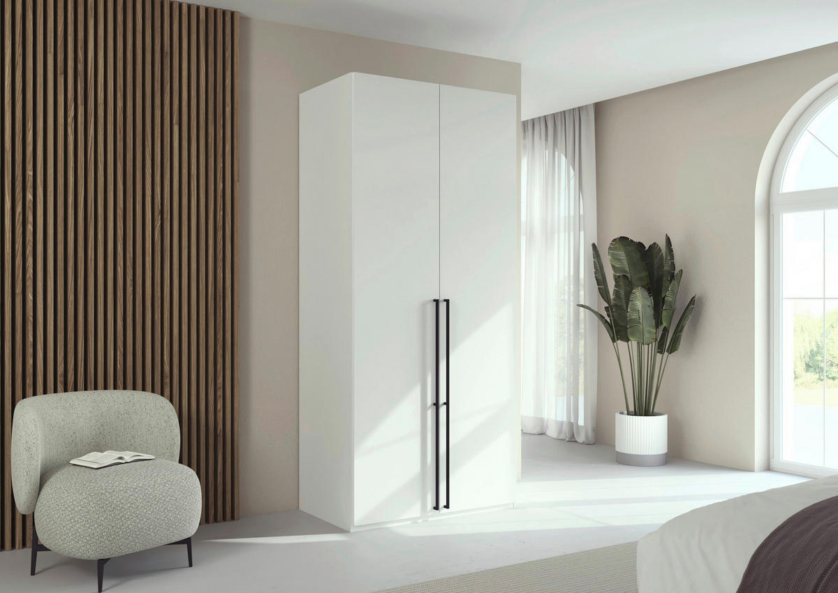 DREHTÜRENSCHRANK 101/235/61 cm,  in Weiß, 2-türig  - Schwarz/Weiß, Basics, Holzwerkstoff/Metall (101/235/61cm) - Novel