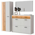 GARDEROBE 3-teilig  in 205/198/37 cm  - Eichefarben/Weiß, Design, Glas/Holzwerkstoff (205/198/37cm) - Xora