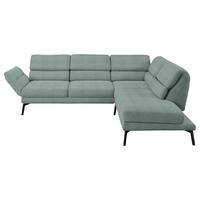 ECKSOFA in Flachgewebe Salbeigrün  - Salbeigrün/Schwarz, Design, Textil/Metall (256-363/212-253cm) - Dieter Knoll