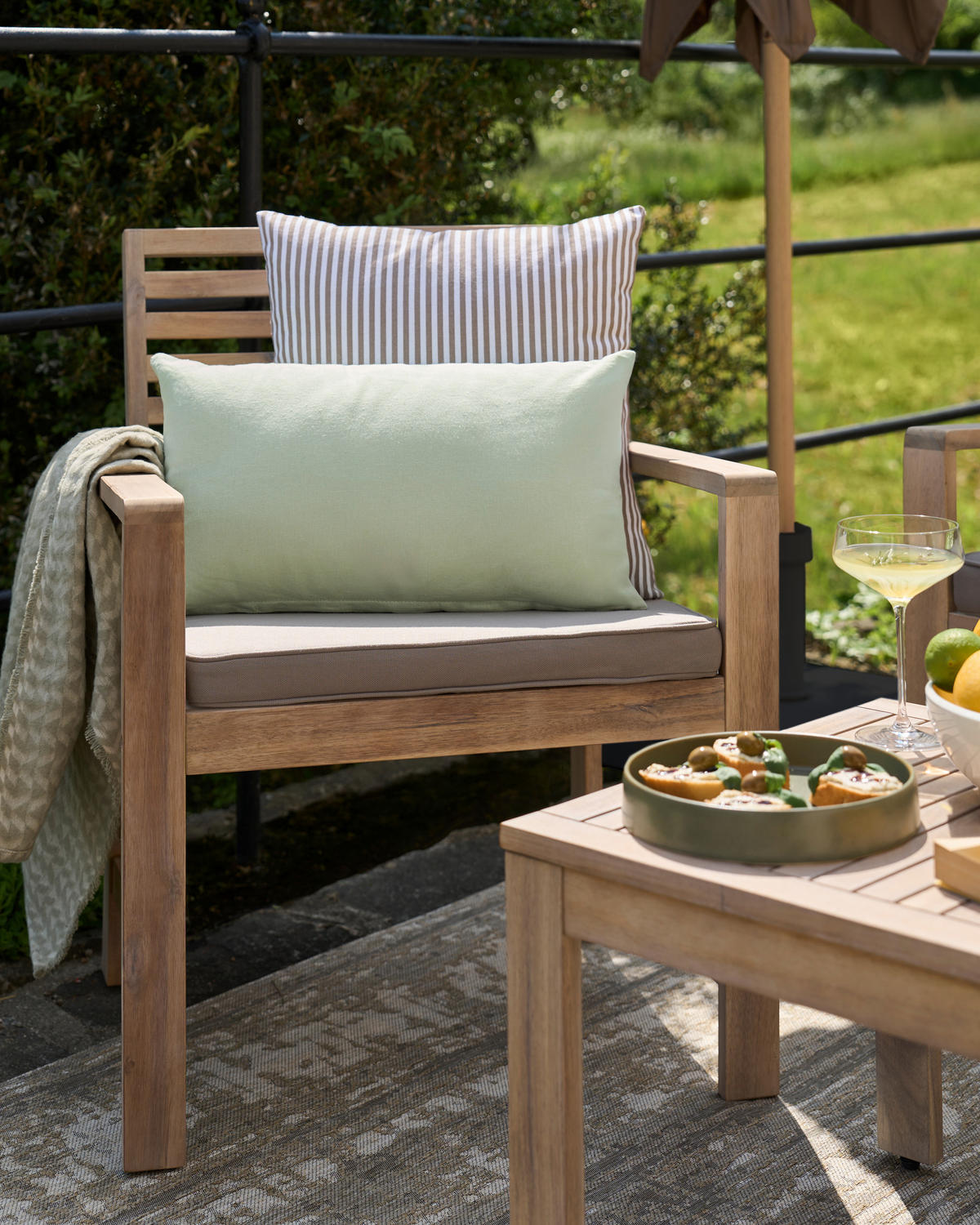 GARTENSET  - Akaziefarben, Natur, Holz/Textil (73/50/40cm) - Ambia Garden