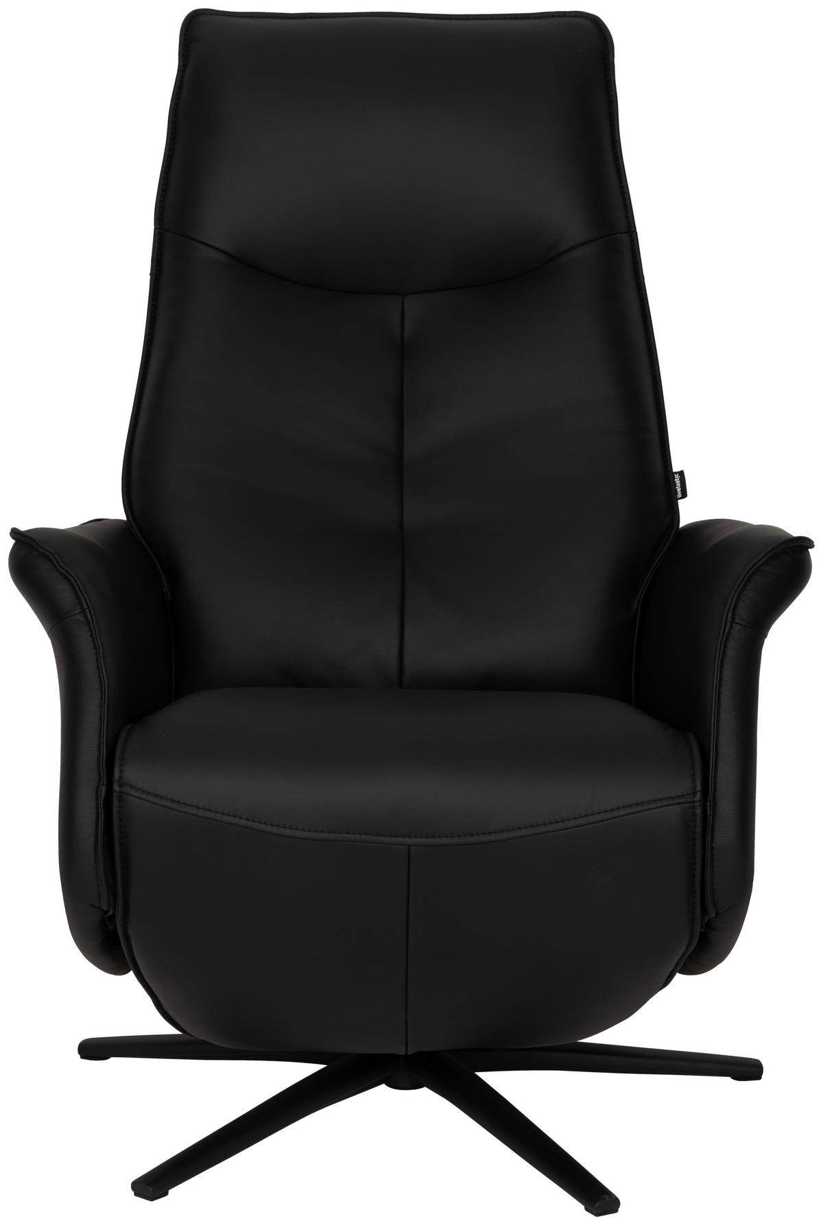 RELAXSESSEL Lederlook Echtleder    - Schwarz, Design, Leder/Holz (79/110/83cm) - Livetastic