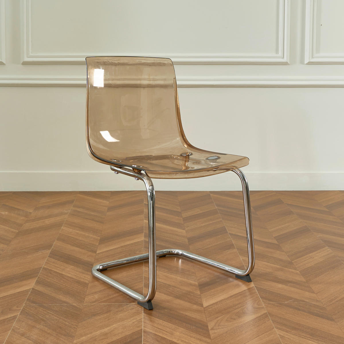 STUHL - Chromfarben/Hellbraun, Design, Kunststoff/Metall (48/86/50cm) - Stylife