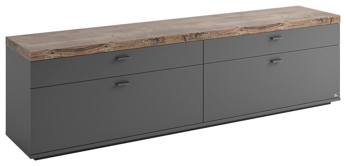 LOWBOARD  in 210/58,7/43,8 cm  - Eichefarben/Grau, Design, Holzwerkstoff/Metall (210/58,7/43,8cm) - SetOne by Musterring