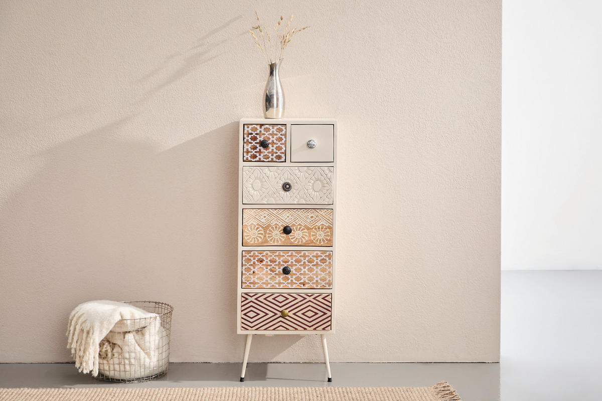 Comodă 40/108/35 cm  - alb/auriu, Lifestyle, metal/lemn (40/108/35cm) - Landscape
