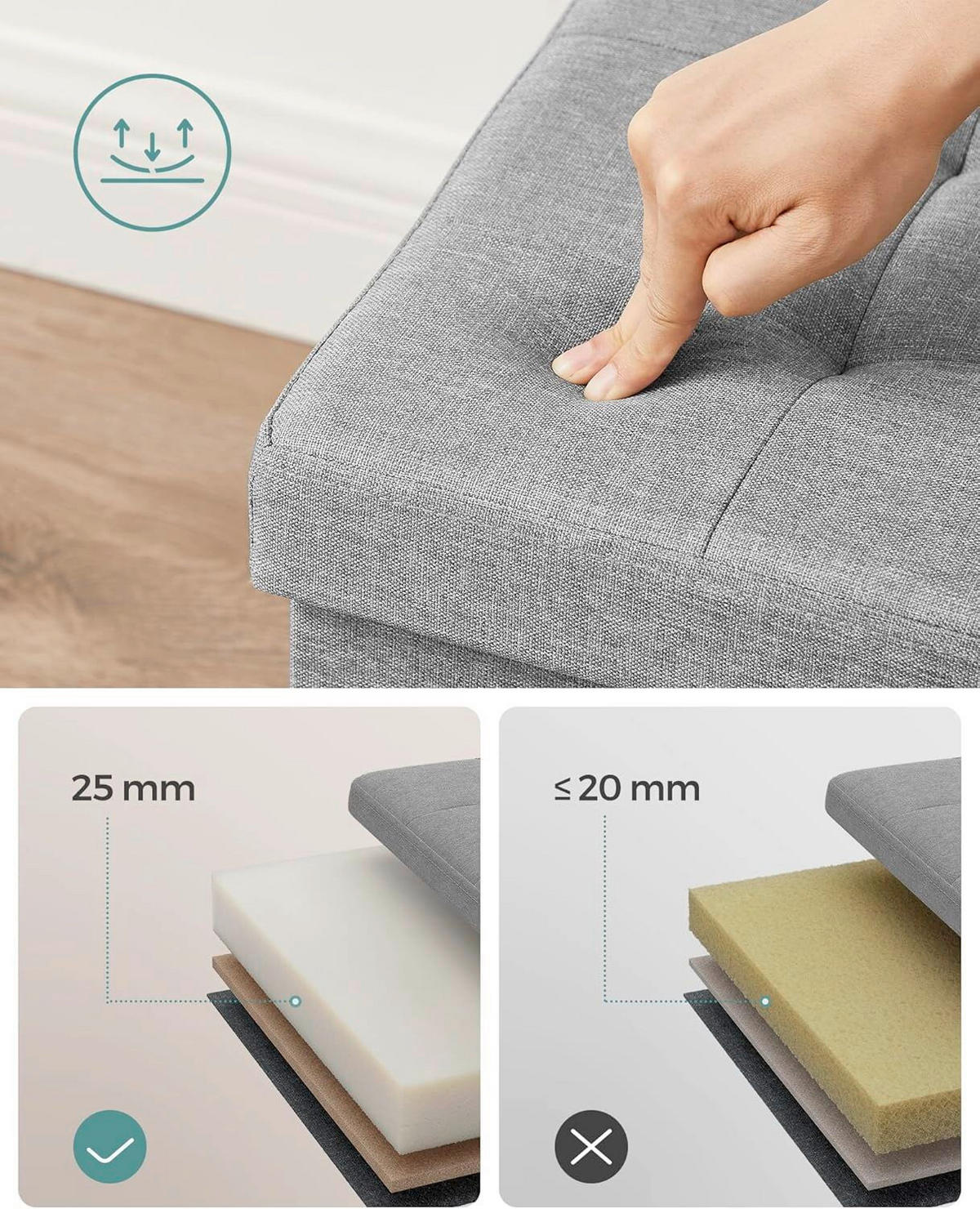 SITZBOX in Textil, Holzwerkstoff Grau  - Grau, Basics, Holzwerkstoff/Textil (76/38/38cm)