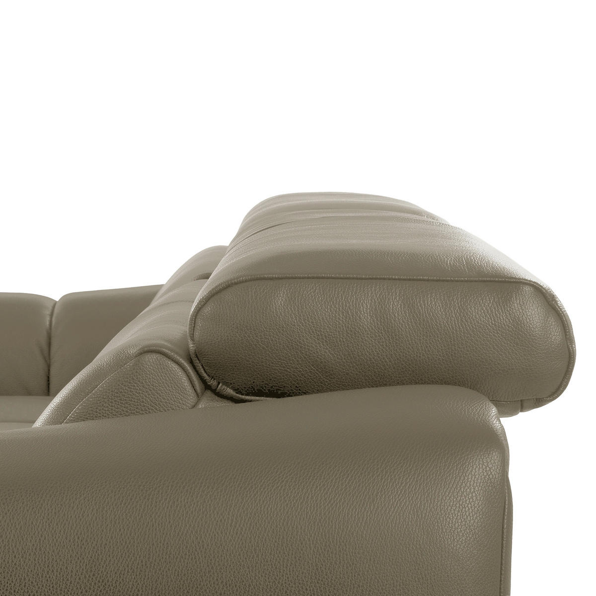ECKSOFA AVEIRO Taupe Echtleder Bettkasten, Kopfteilverstellung, Sitzvorzug  - Taupe/Schwarz, Design, Leder/Kunststoff (177/274cm) - Livetastic