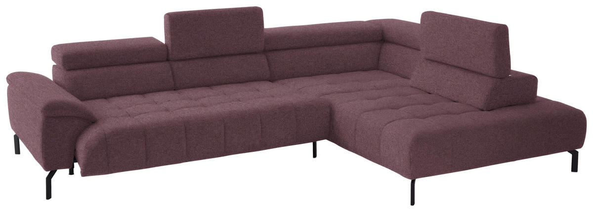 ECKSOFA in Chenille Beere  - Beere/Schwarz, Design, Textil/Metall (323/222cm) - Beldomo Style