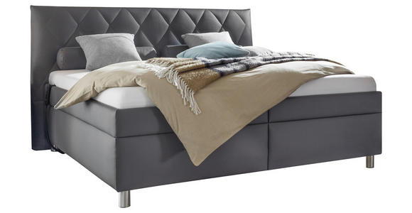 POLSTERBETT 160/200 cm in Anthrazit - Birkefarben/Anthrazit, KONVENTIONELL, Holz/Textil (160/200cm) - Esposa