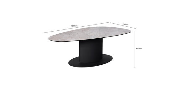 COUCHTISCH in Metall, Glas, Keramik 130/70/42 cm  - Beige/Schwarz, Design, Glas/Keramik (130/70/42cm) - Dieter Knoll