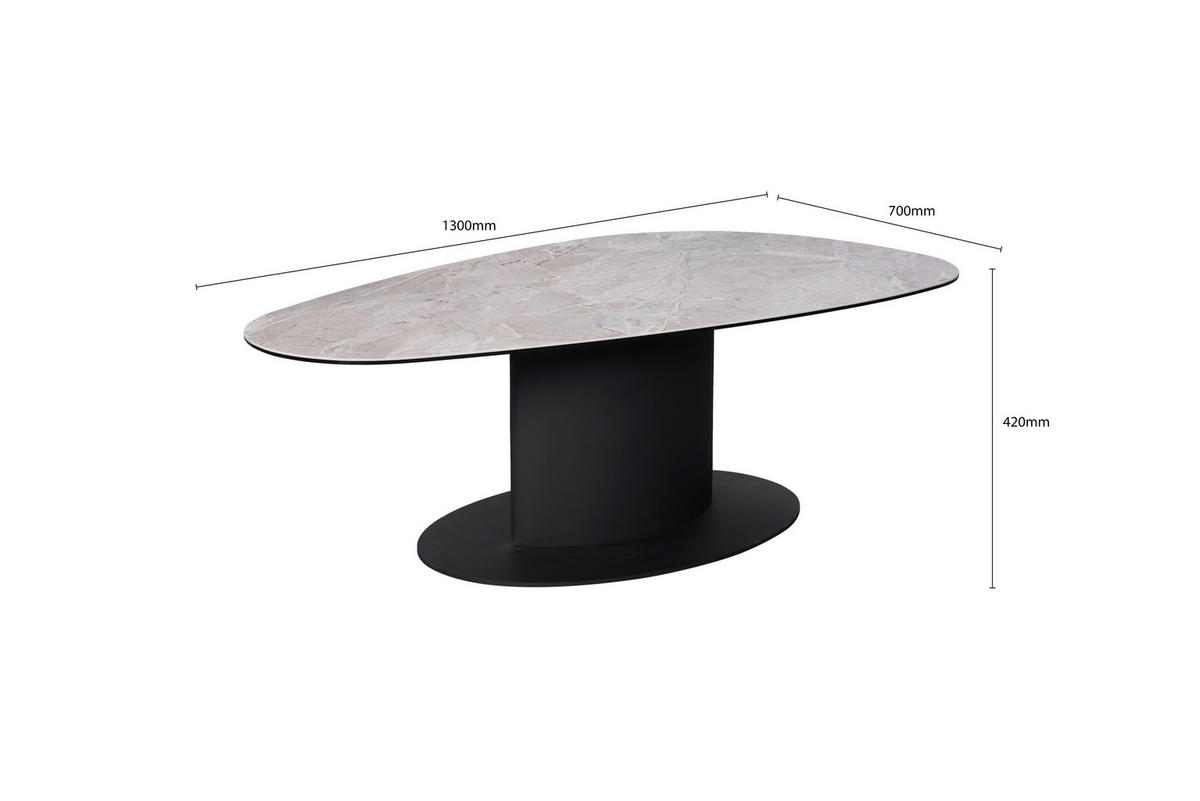 COUCHTISCH in Metall, Glas, Keramik 130/70/42 cm  - Beige/Schwarz, Design, Glas/Keramik (130/70/42cm) - Dieter Knoll