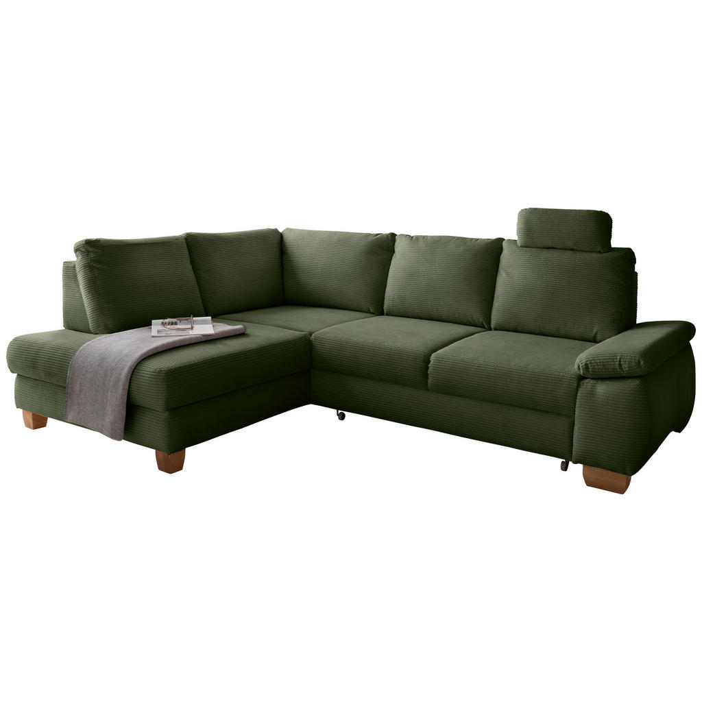 Thumbnail - Livetastic Eckschlafsofa, Dunkelgrün, Textil, 4-Sitzer, 261x206 cm, Liegefunktion, Rücken echt, Armteil rechts, Wohnzimm...