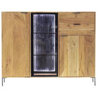 HIGHBOARD  in 145/115/40 cm  - Schwarz/Akaziefarben, LIFESTYLE, Glas/Holz (145/115/40cm) - Landscape