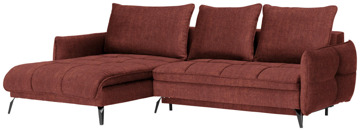 ECKSOFA in Flachgewebe Rostfarben  - Rostfarben/Schwarz, Lifestyle, Textil/Metall (180/273cm) - Hom`in