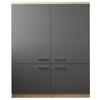 MULTISKÅP 120/144,9/60 cm 4-dörrar - silver/ekfärgad, Basics, metall/trämaterial (120/144,9/60cm) - Respekta