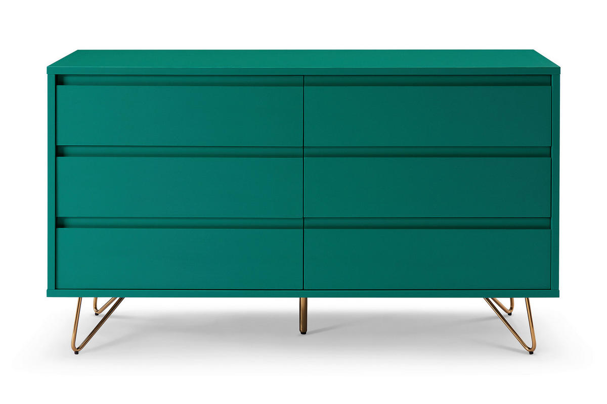 KOMMODE  in 120/70/40 cm  - Messingfarben/Grün, Design, Holzwerkstoff/Metall (120/70/40cm) - Livetastic