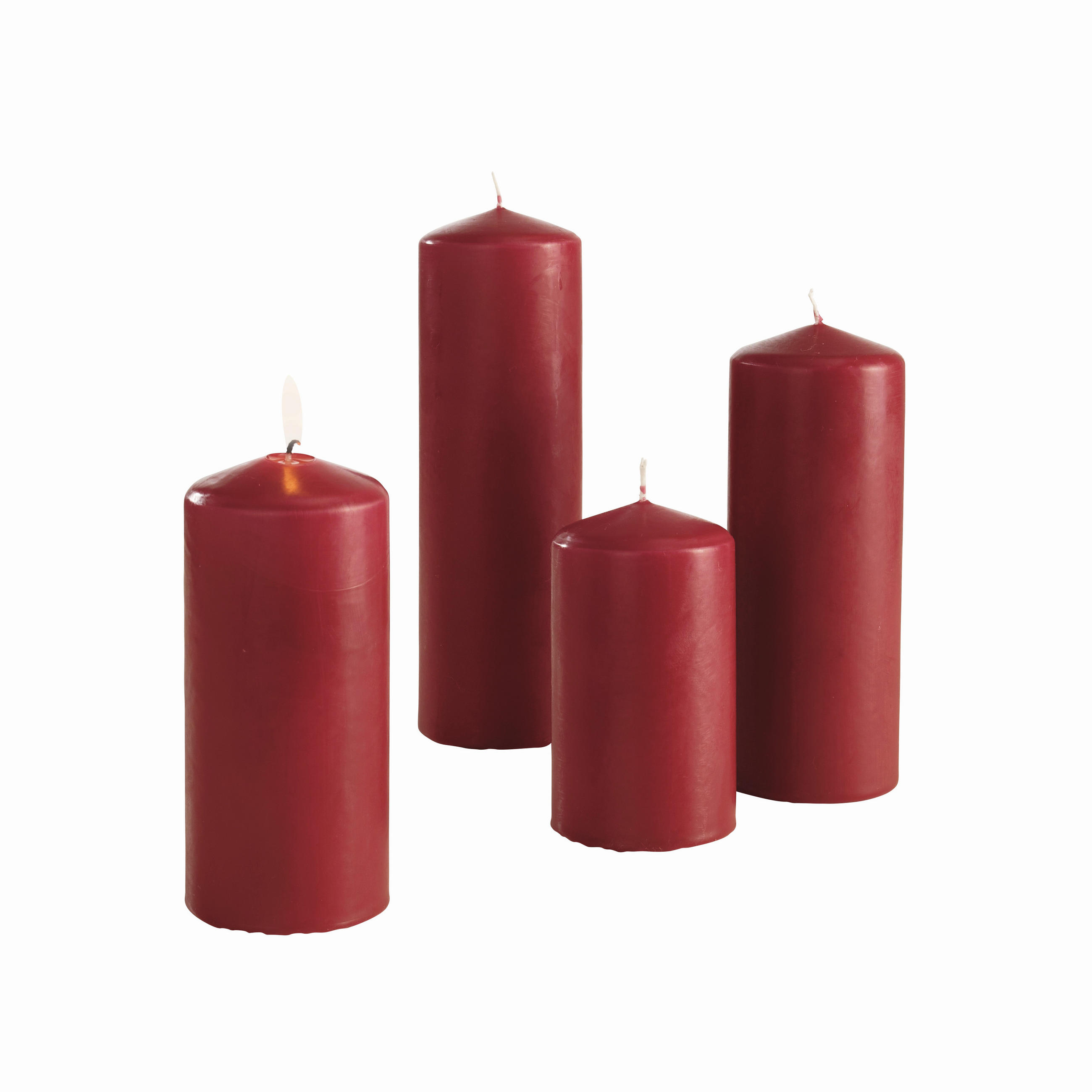 STUMPENKERZENSET  - Dunkelrot, KONVENTIONELL - Steinhart