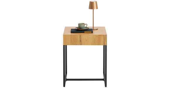 BEISTELLTISCH 40/40/50 cm Schwarz, Eichefarben quadratisch - Eichefarben/Schwarz, MODERN, Holzwerkstoff/Metall (40/40/50cm) - Xora