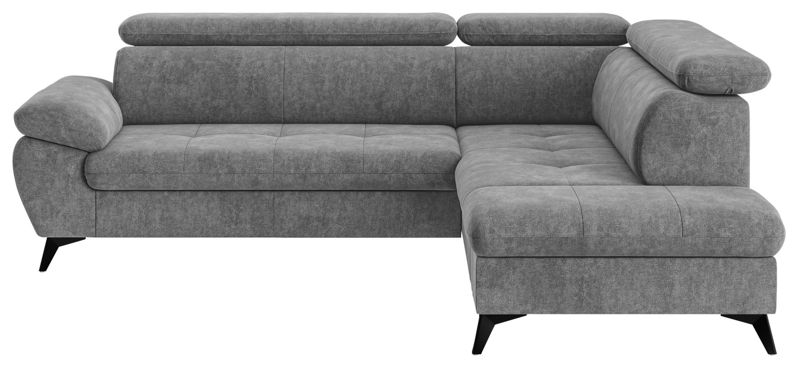 ECKSOFA in Grau  - Schwarz/Grau, Textil/Metall (265/207cm) - MID.YOU