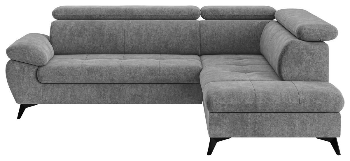 ECKSOFA in Grau  - Schwarz/Grau, Textil/Metall (265/207cm) - MID.YOU