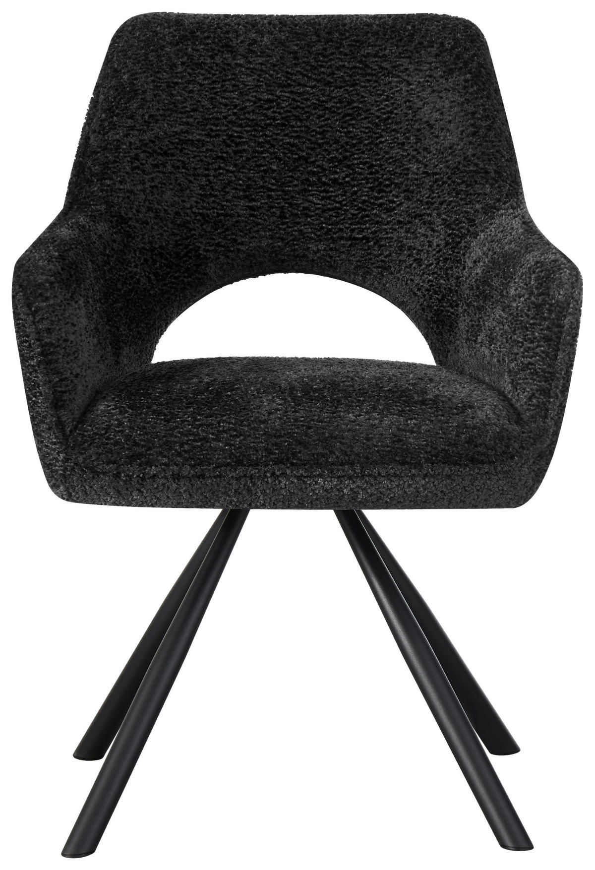 ARMLEHNSTUHL  in Eisen Teddystoff  - Schwarz, Design, Textil/Metall (60/85/63cm) - Ambia Home