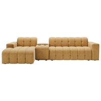 ECKSOFA Bernsteinfarben Chenille Stauraum, Getränkehalter  - Bernsteinfarben/Schwarz, MODERN, Kunststoff/Textil (150/299cm) - Milino