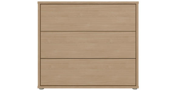 KOMMODE , 95/83/42 cm, 3 Schublade(n)  - Eichefarben/Silberfarben, Trend, Holzwerkstoff/Kunststoff (95/83/42cm) - Carryhome