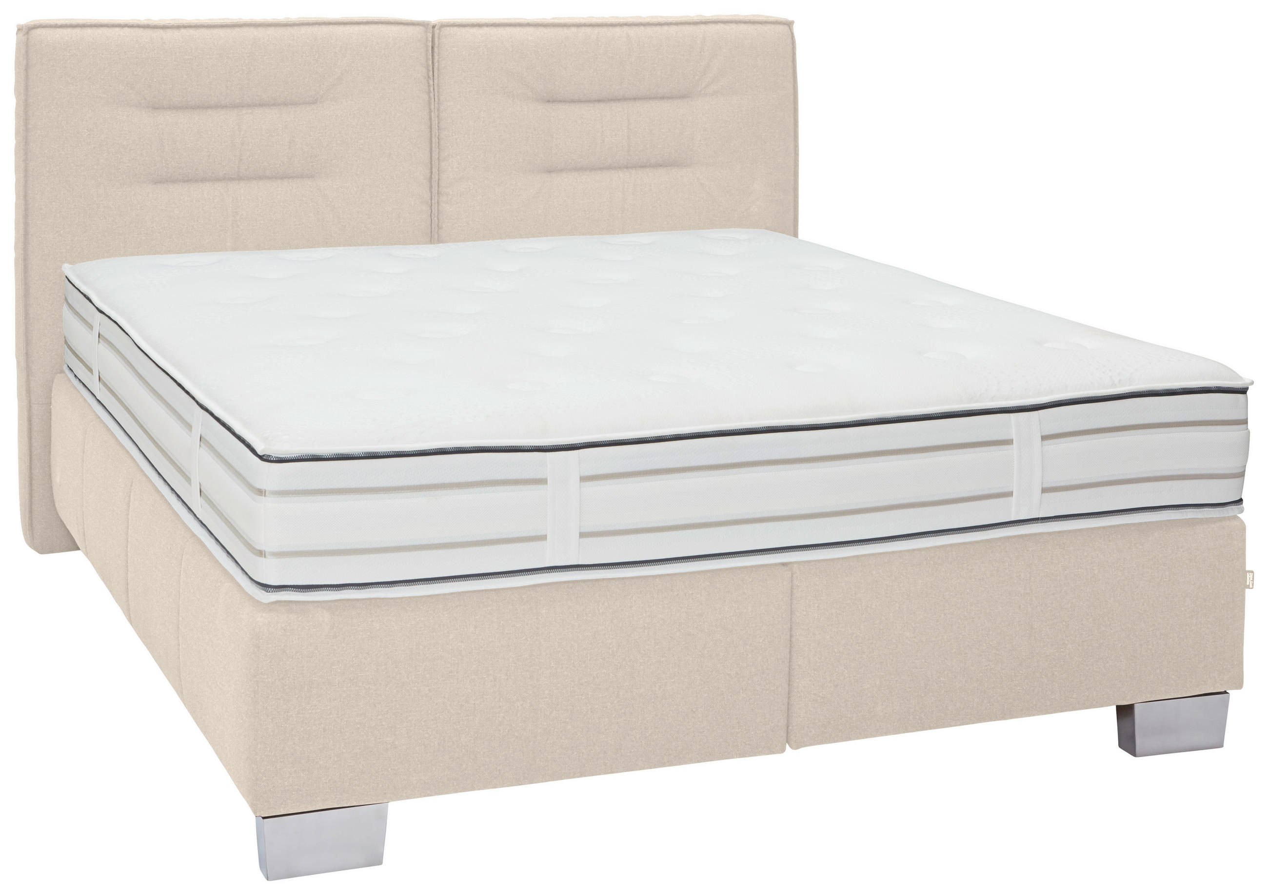 BOXSPRINGBETT 160/200 cm  in Beige  - Chromfarben/Beige, Konventionell, Textil (160/200cm) - Dieter Knoll